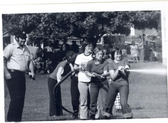 Picture of our Ladies Auxiliary &quot;Powder Puff Pumpets&quot; at a Firefighters competition at the Collegeville Borough Park