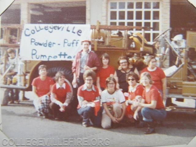 Our ladies auxiliary posing before competing in a fire compitition