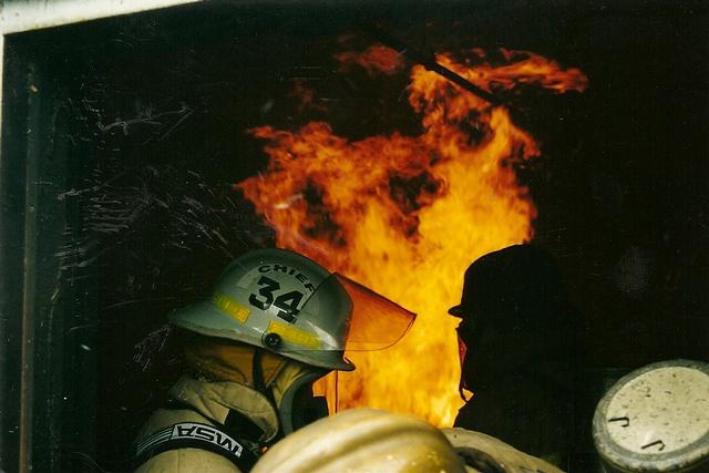 Former Chief Jeff Wentworth at a live burn training session at Skippack Fire Company's training tower