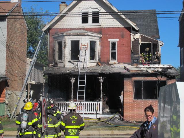 Front of the fire building.  A house converted into apartments