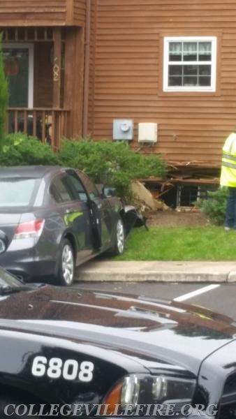 MVA, Car into the building, Perkiomen Woods Collegeville section of Upper Providence Twp.