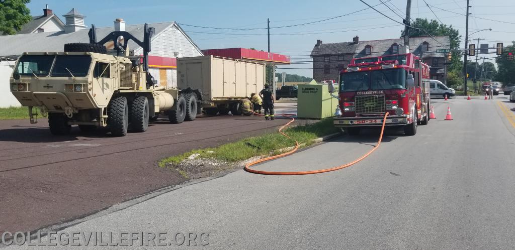 Military Truck Fire, (tire fire)  W Main Street & 3rd Avenue, Trappe Borough