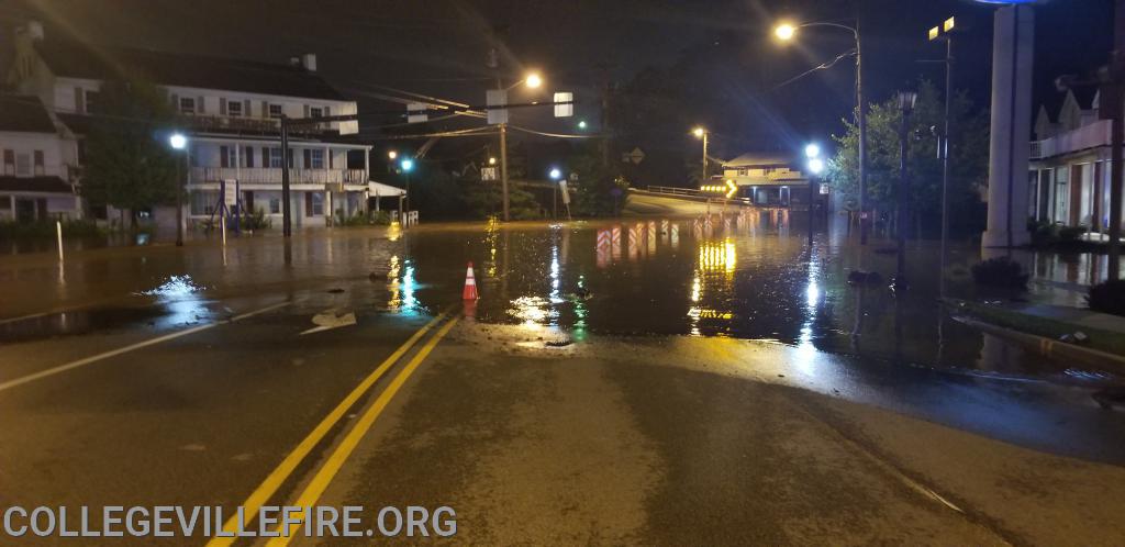 Perkiomen Creek Flooding onto E. Main Street Collegeville Borough