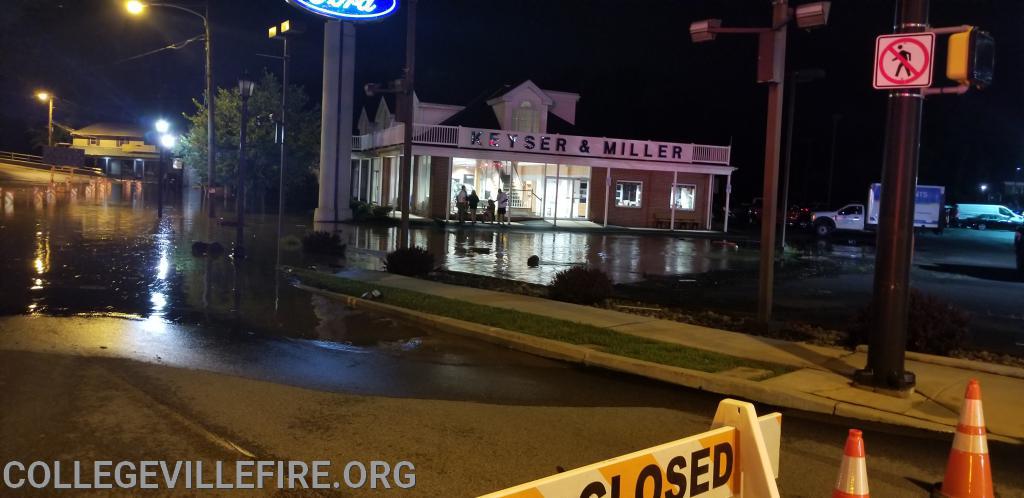 Perkiomen Creek Flooding onto E. Main Street Collegeville Borough