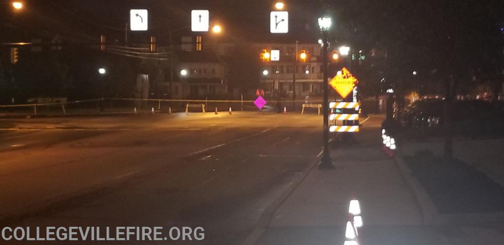 E Main Street closed at E 1st Ave., due to Perkiomen Creek Flooding.  Eventually had to close Main Street @ 2nd Avenue