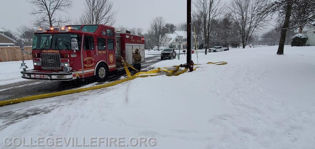 Engine 34 on the Plug.
Non-Commercial Building fire in the 3800 block of Yerkes Road.