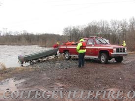 Water Rescue, Duck hunter stuck on an island in the middle of the Perkiomen Creek.
Perkiomen Township