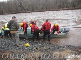 Water Rescue, Duck hunter stuck on an island in the middle of the Perkiomen Creek.
Perkiomen Township