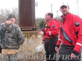 Water Rescue, Duck hunter stuck on an island in the middle of the Perkiomen Creek.
Perkiomen Township