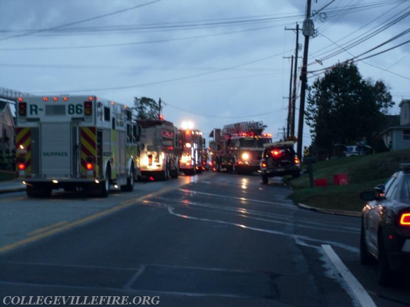 RESCUE 86 (RIT) @ Dwelling fire, Ridge Pike, Upper Providence Twp.