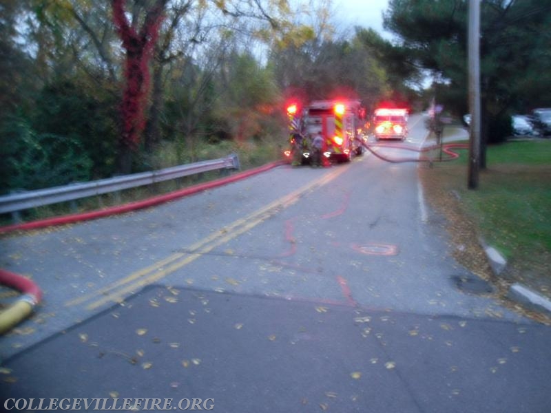 Dwelling Fire, Trappe section of Upper Providence Twp.,ENGINE 93 ON THE HYDRANT WITH ENGINE 98 IN THE BACKGROUND